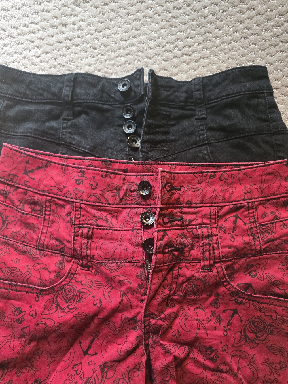 LOVEsick Black & Red High Waist Shorts (Set Of 2)